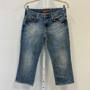 Y2K Vertigo Paris Embroidered Capri Denim Jeans Mid Rise W28 Sz 6